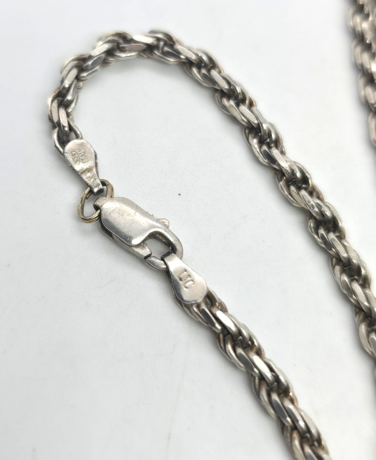 Twisted rope vintage long 32 inch heavy oxidized sterling silver chain 34 grams