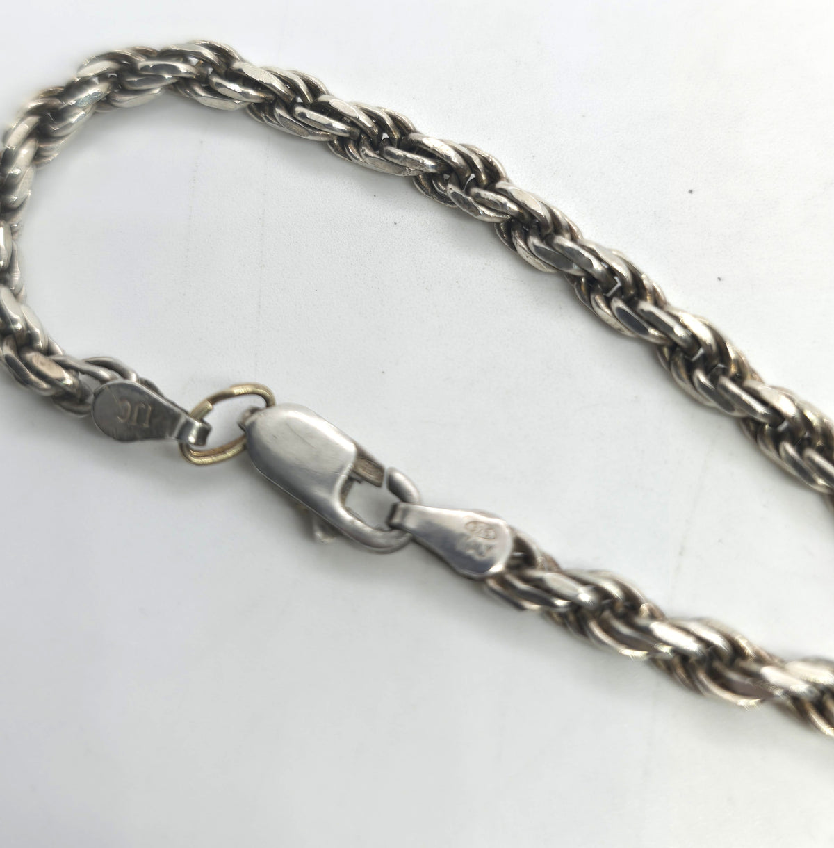 Twisted rope vintage long 32 inch heavy oxidized sterling silver chain 34 grams