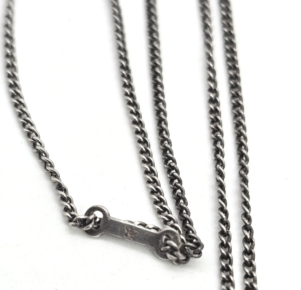 B Ballou  Art Deco Antique Lingerie Chain Sterling Silver white Guilloche Enamel set of 2