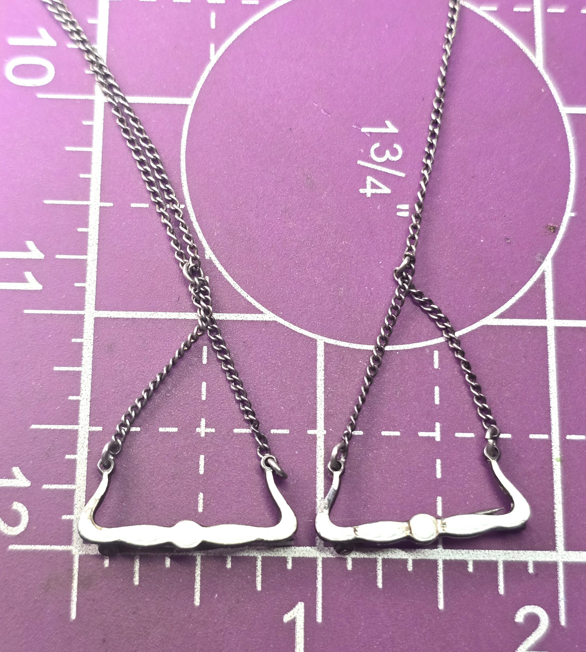 B Ballou  Art Deco Antique Lingerie Chain Sterling Silver white Guilloche Enamel set of 2