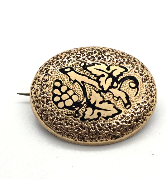 Taille d'épargne antique Victorian 13k gold top Memento Mori brooch