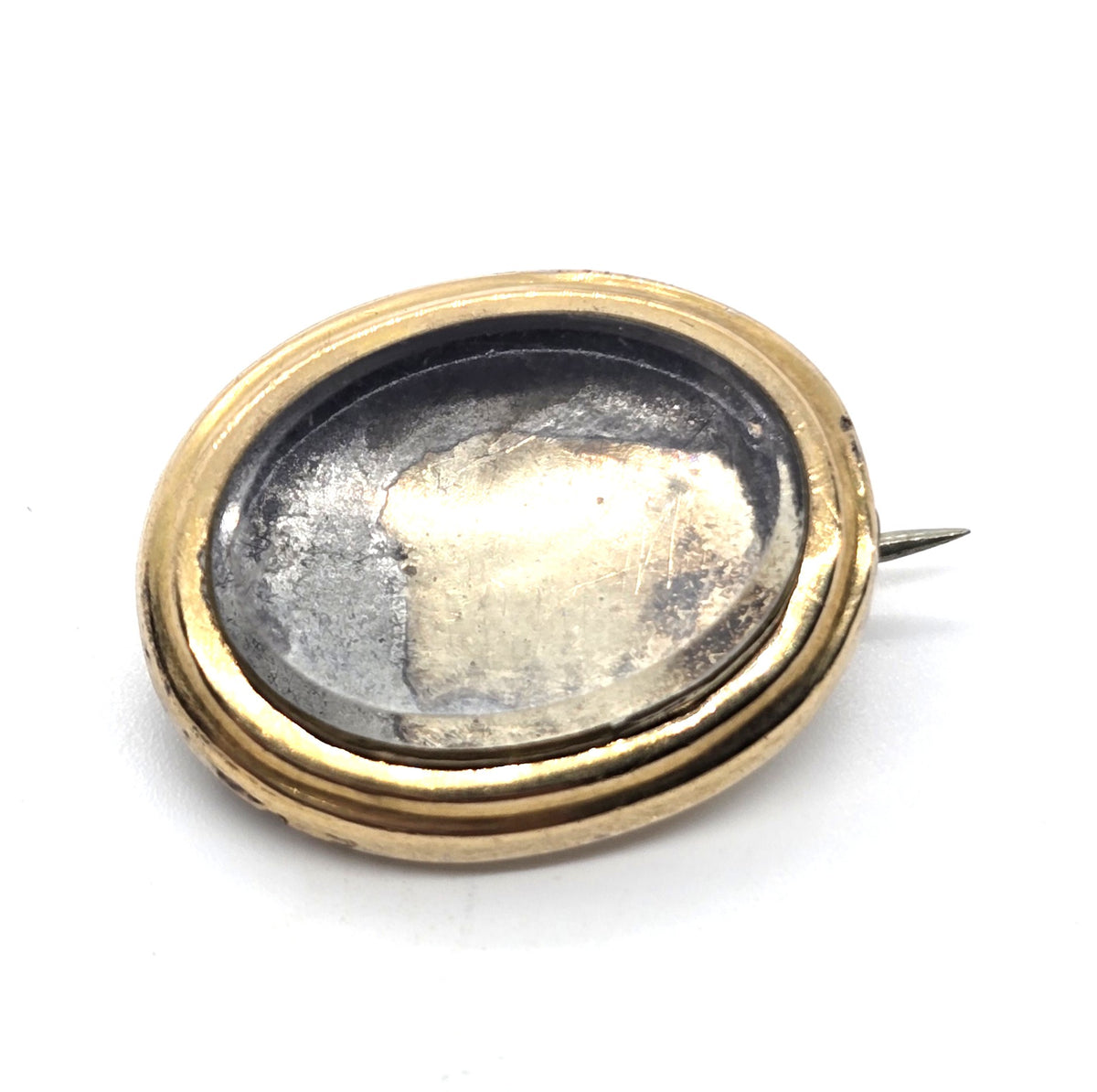 10k gold Antique Victorian mourning memento mori brooch empty can be filled