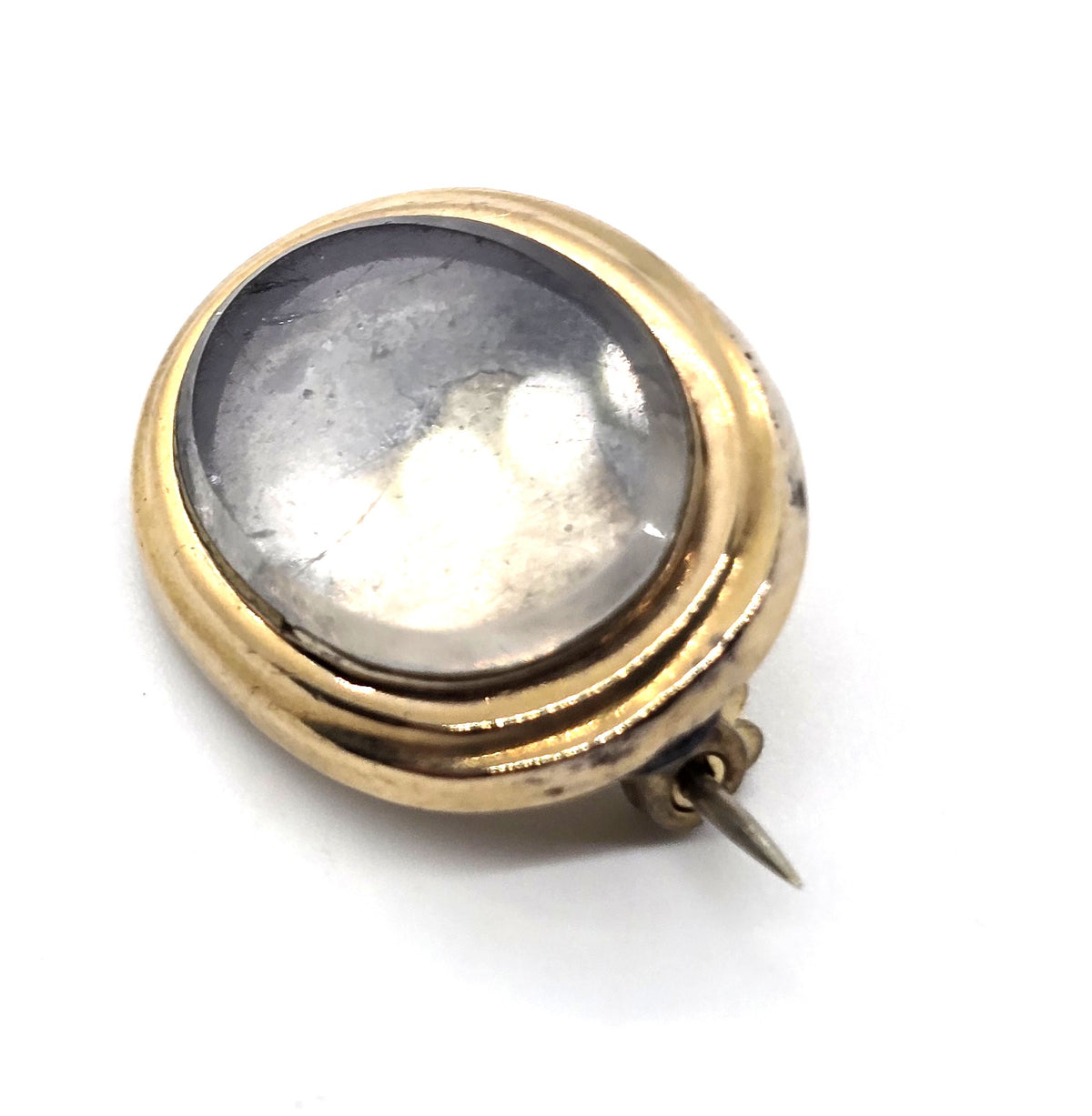 10k gold Antique Victorian mourning memento mori brooch empty can be filled