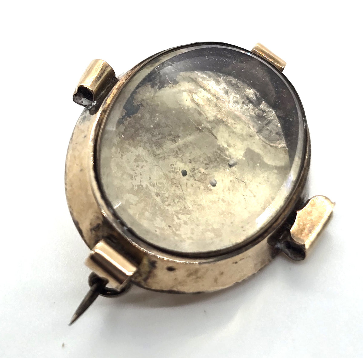 10k gold Antique Victorian mourning memento mori brooch empty can be filled