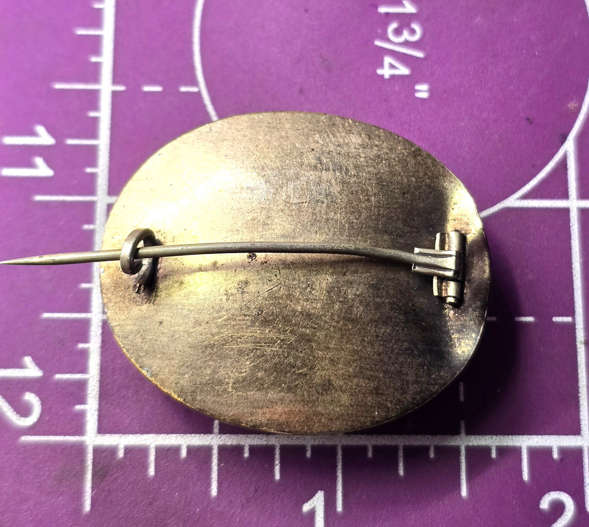 Gold Filled Antique Victorian braided dark hair mourning memento mori brooch