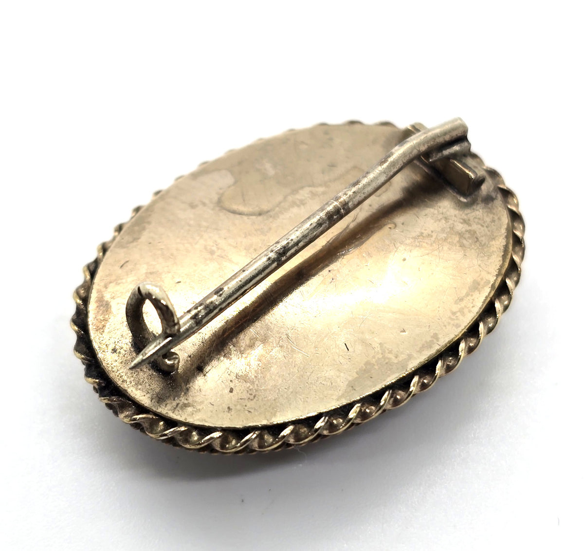 Gold filled Antique enamel mourning braided hair memento enamel mori brooch