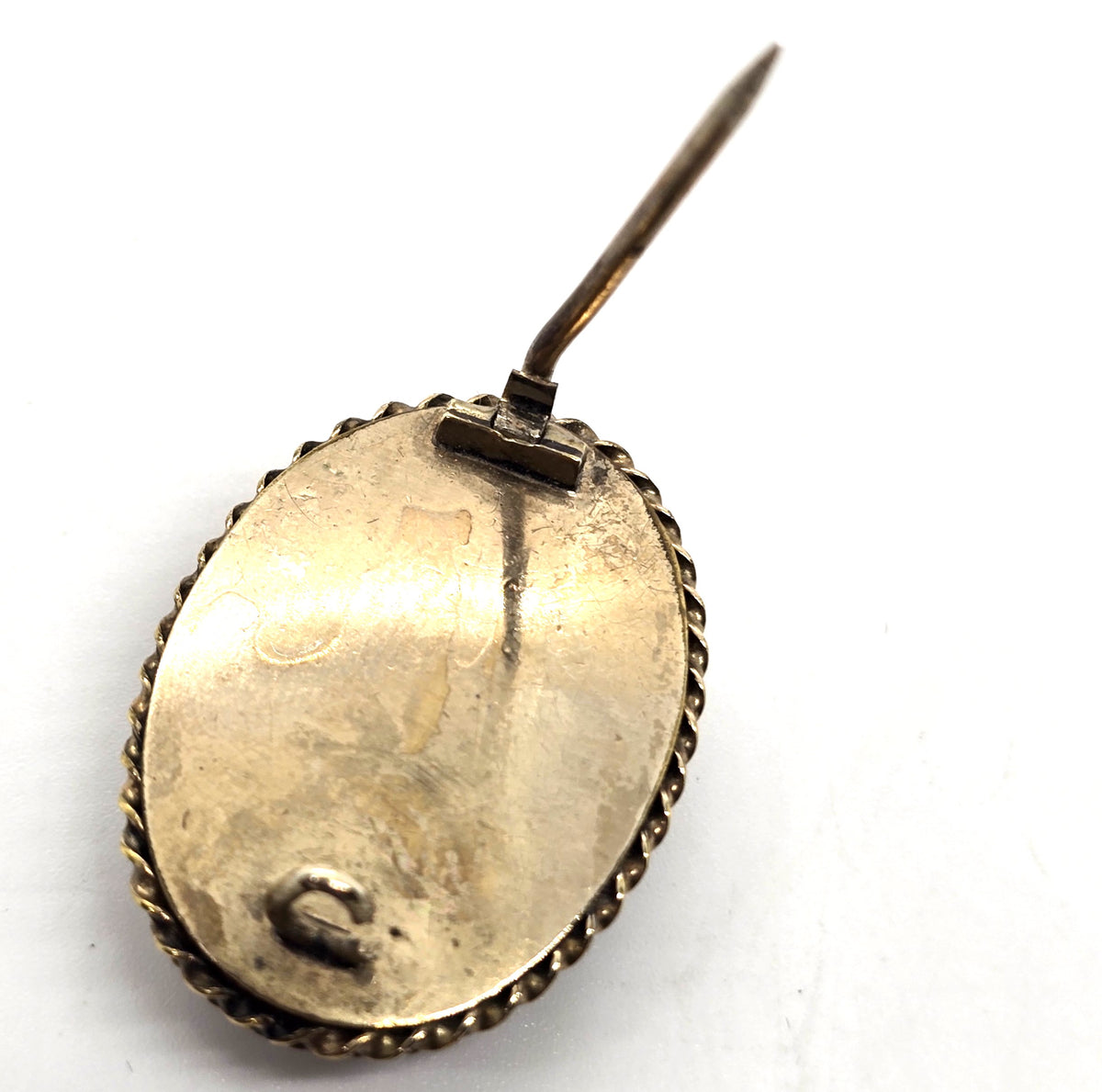 Gold filled Antique enamel mourning braided hair memento enamel mori brooch