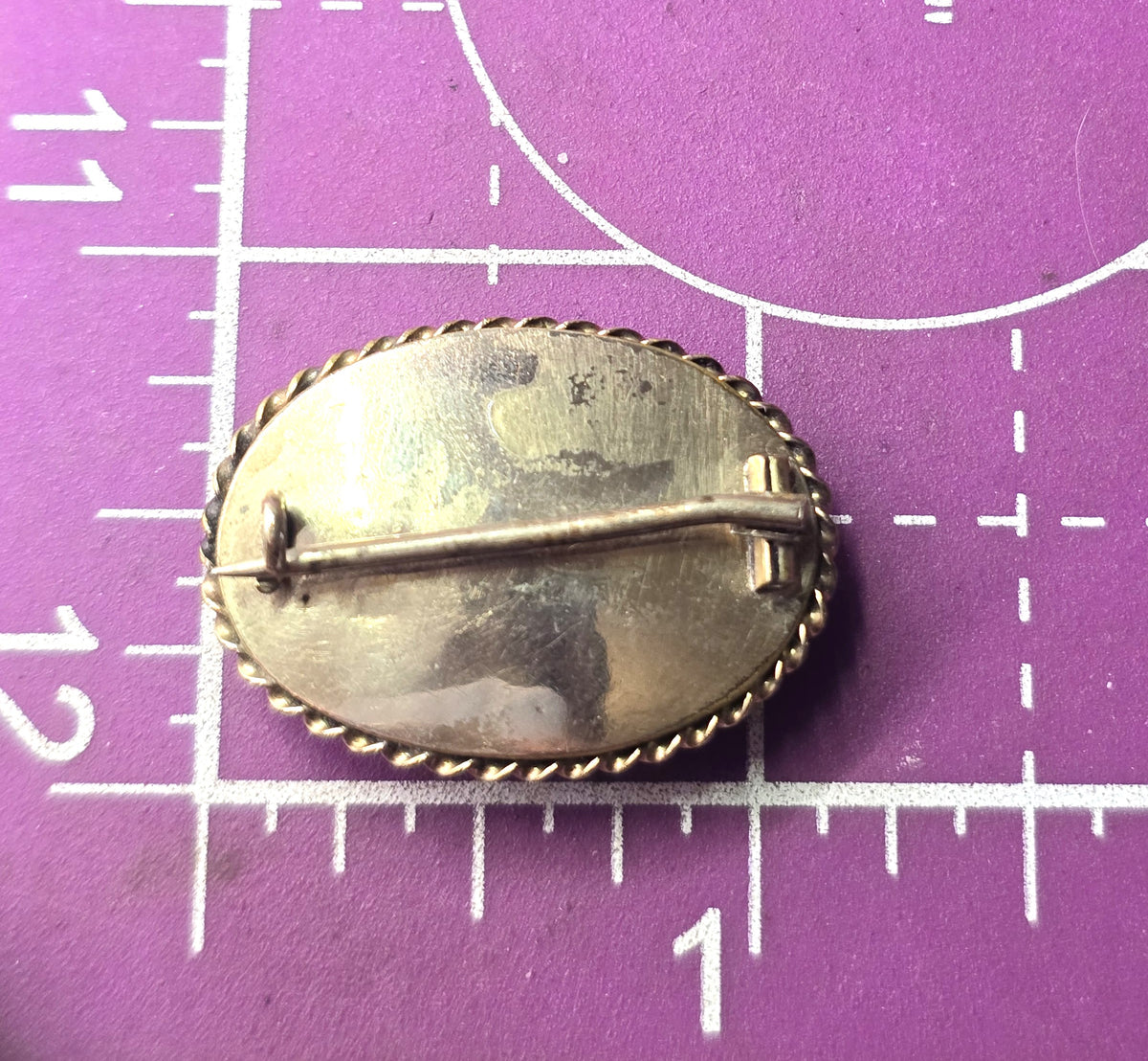 Gold filled Antique enamel mourning braided hair memento enamel mori brooch