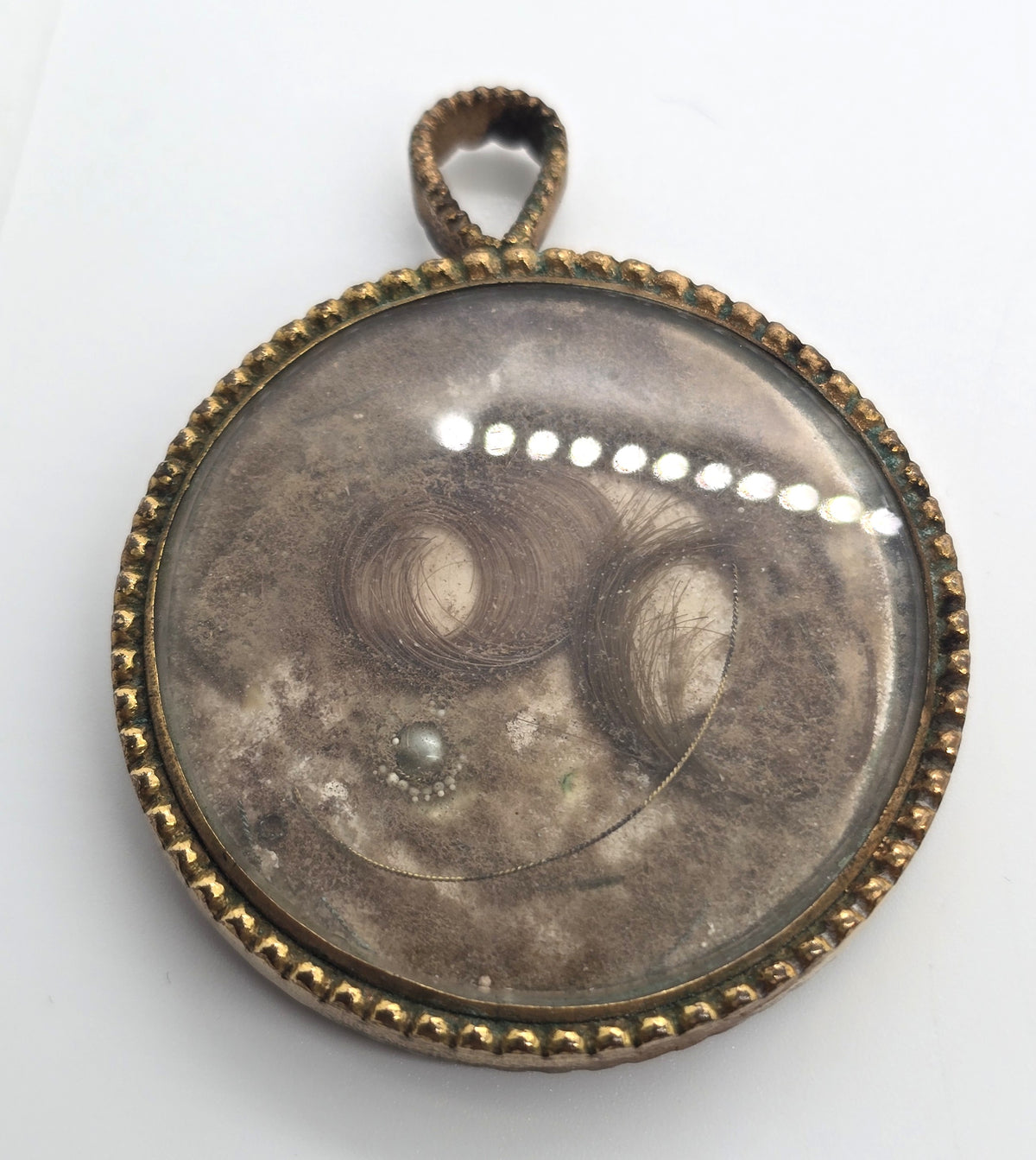 Gold Filled Antique Victorian braided hair mourning memento pendant damaged