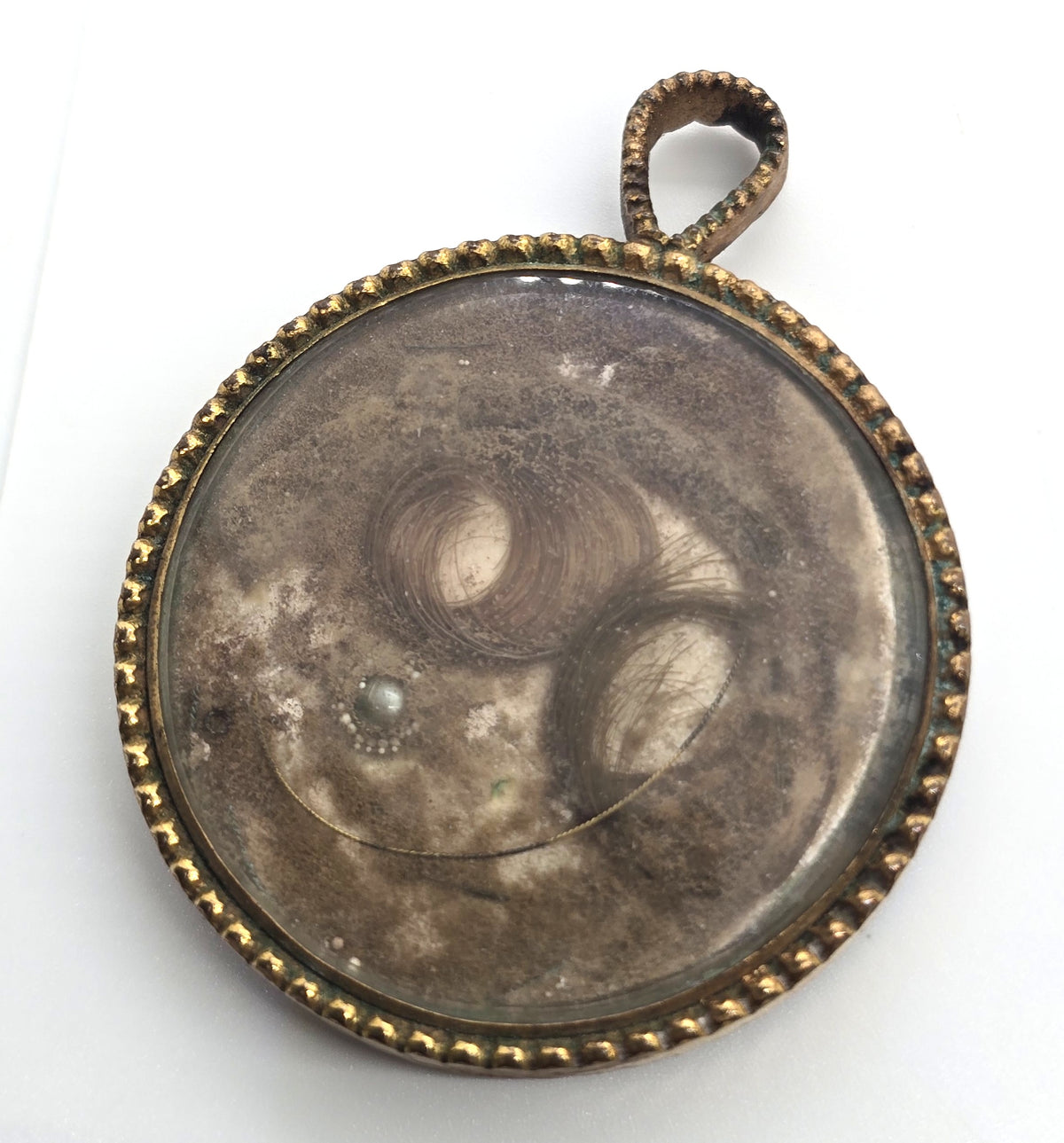 Gold Filled Antique Victorian braided hair mourning memento pendant damaged