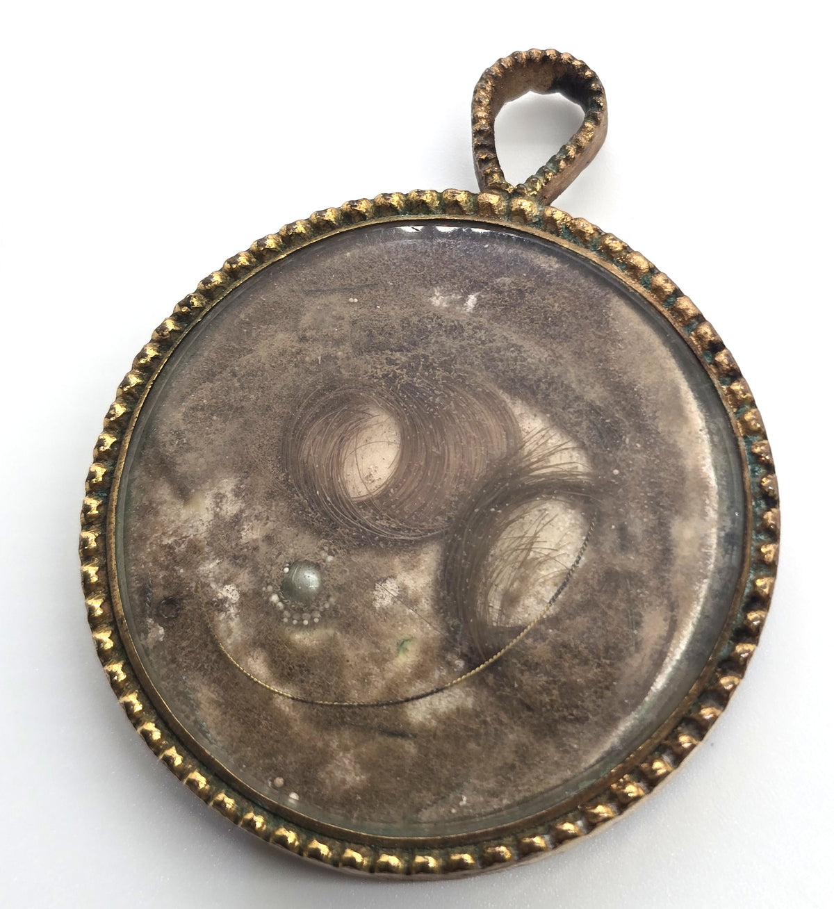Gold Filled Antique Victorian braided hair mourning memento pendant damaged