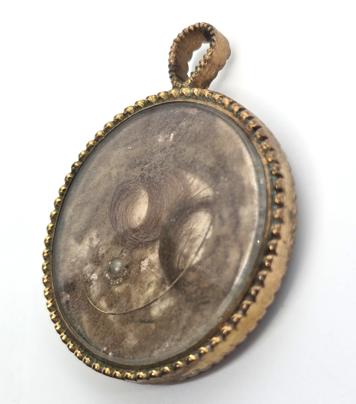 Gold Filled Antique Victorian braided hair mourning memento pendant damaged