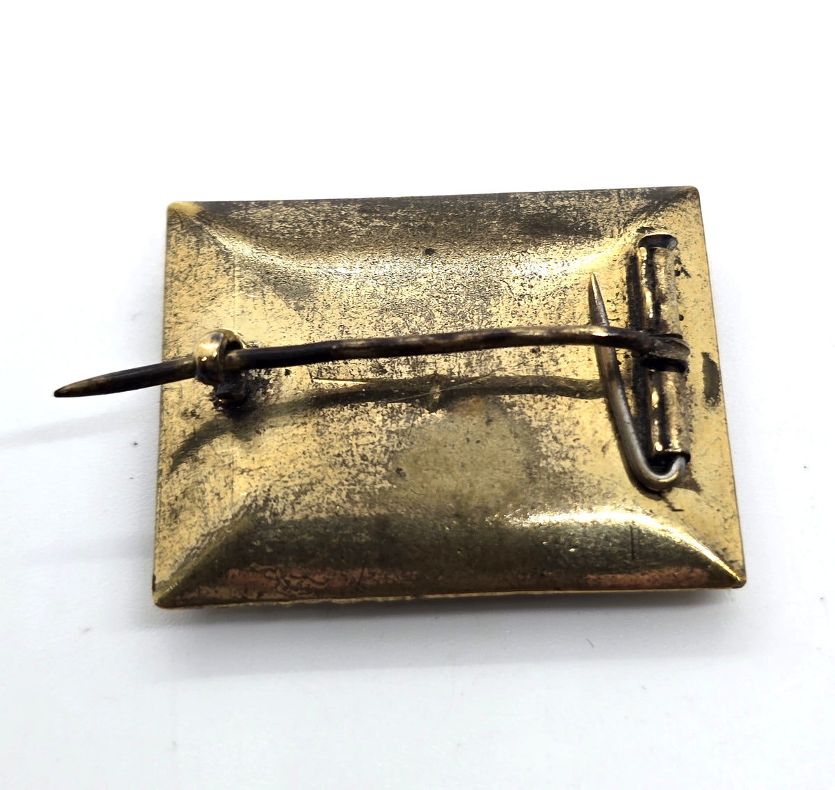 Gold filled In Memory Of Antique enamel mourning memento mori brooch
