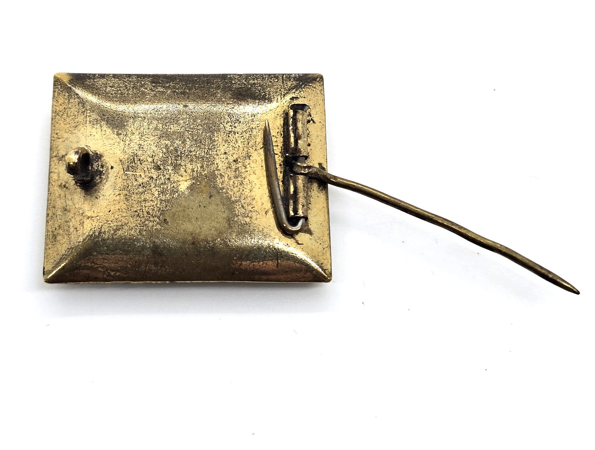 Gold filled In Memory Of Antique enamel mourning memento mori brooch