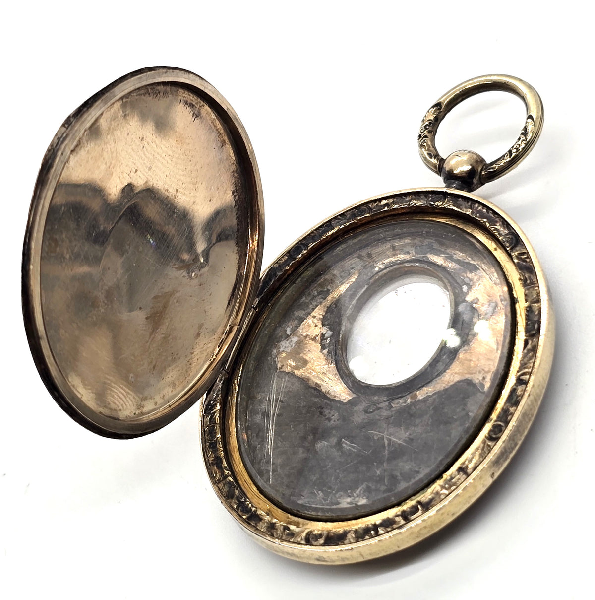 Yellow gold filled Antique Victorian mourning opening window locket