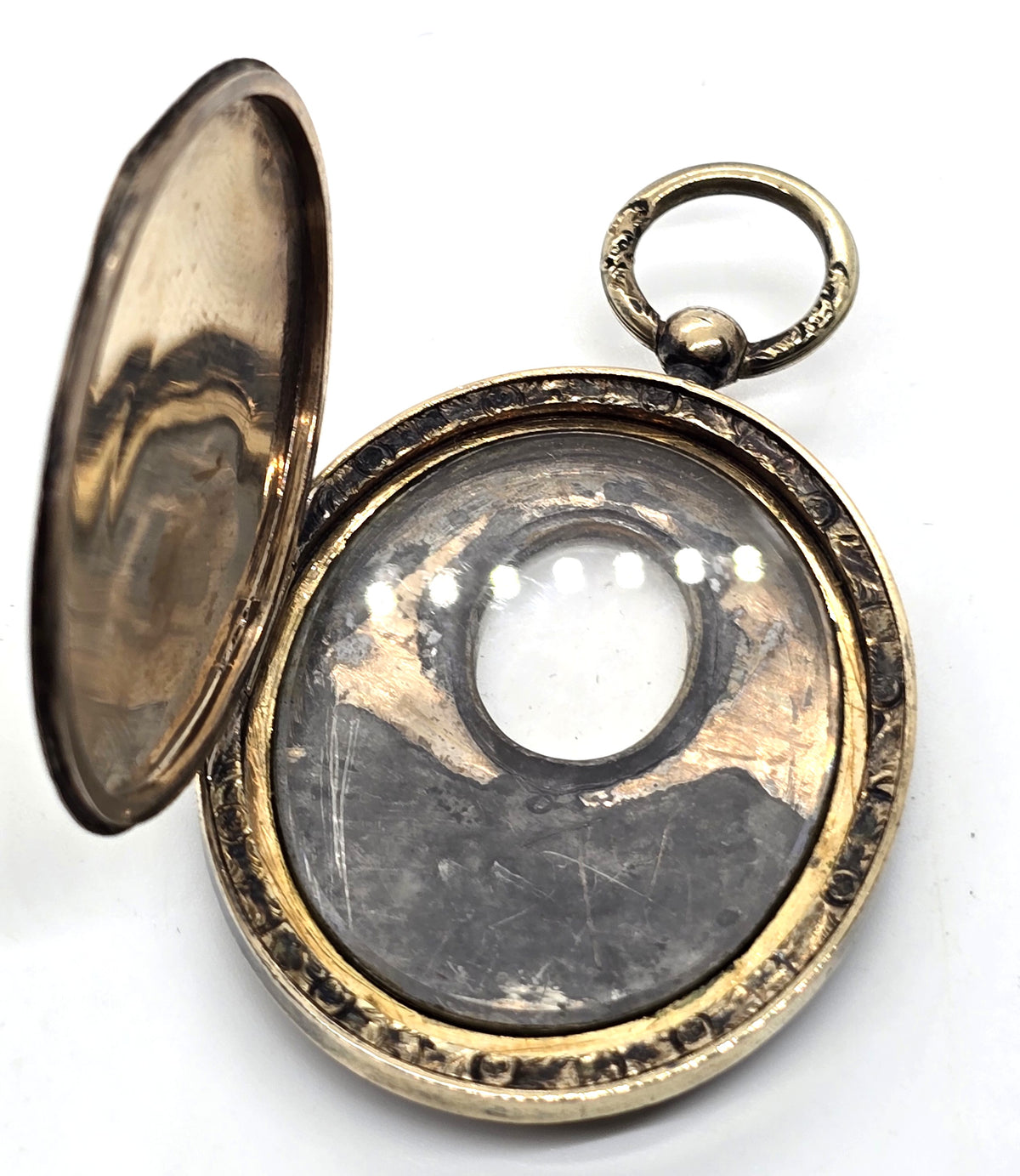 Yellow gold filled Antique Victorian mourning opening window locket