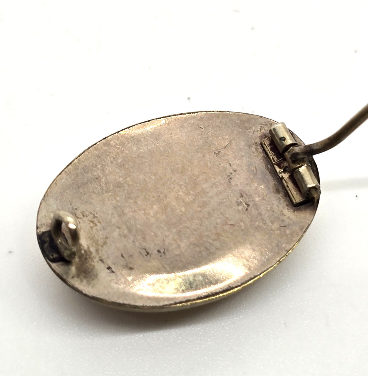Gold Filled Antique Victorian small braided dark hair mourning memento mori brooch