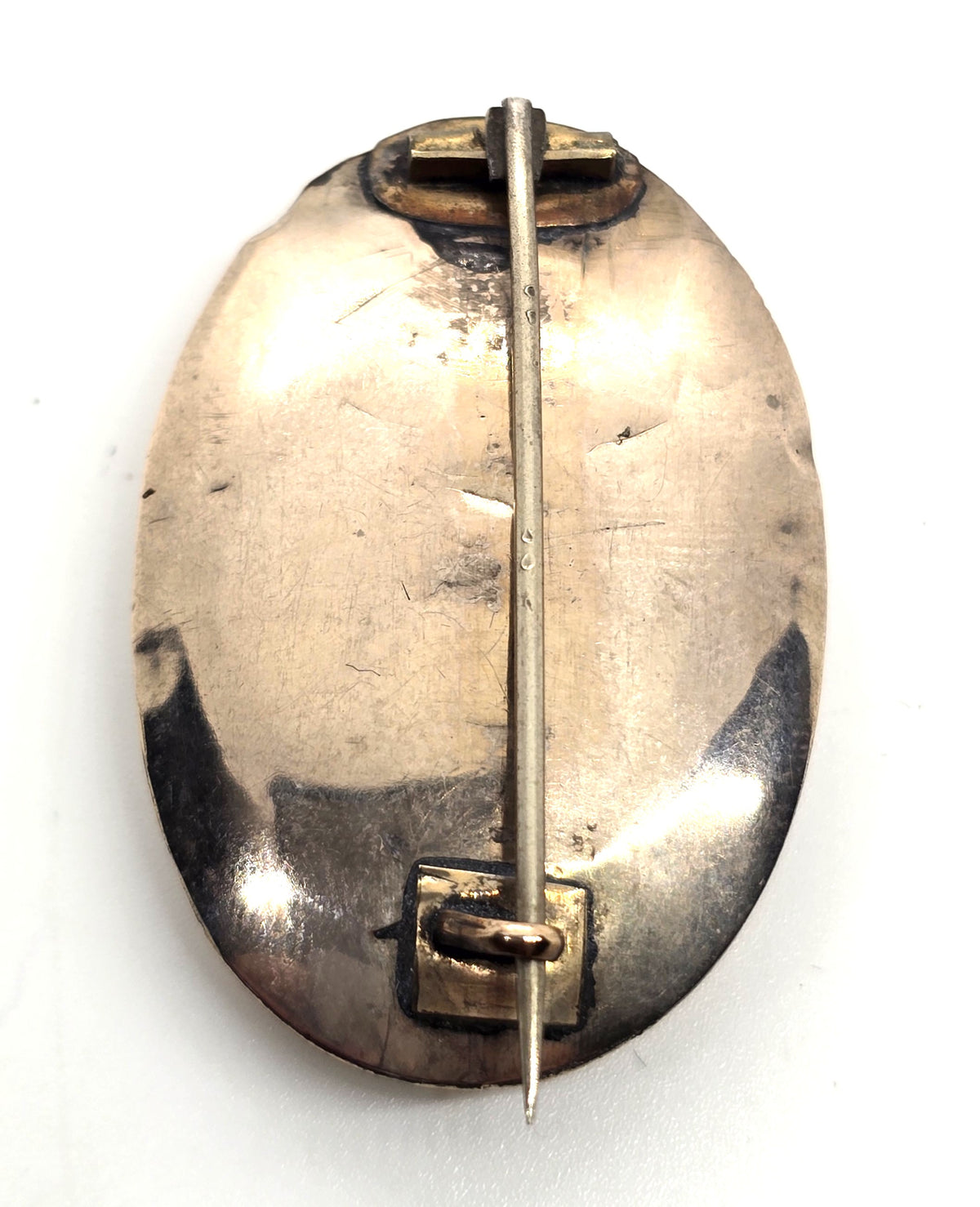 Gold filled Antique Daguerreotype portrait man mourning memento mori brooch