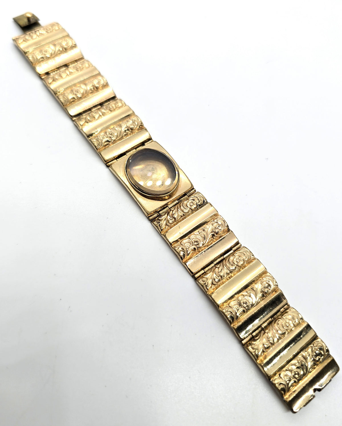 Yellow gold filled Antique Victorian mourning memento mori opening window bracelet
