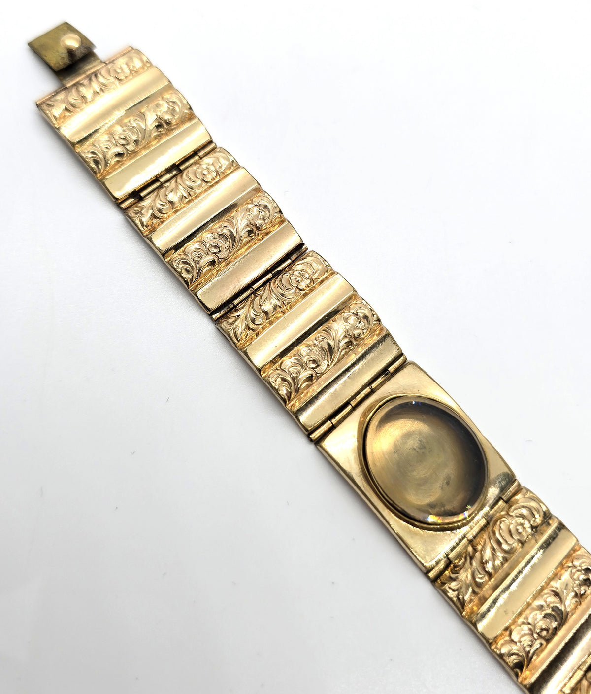 Yellow gold filled Antique Victorian mourning memento mori opening window bracelet
