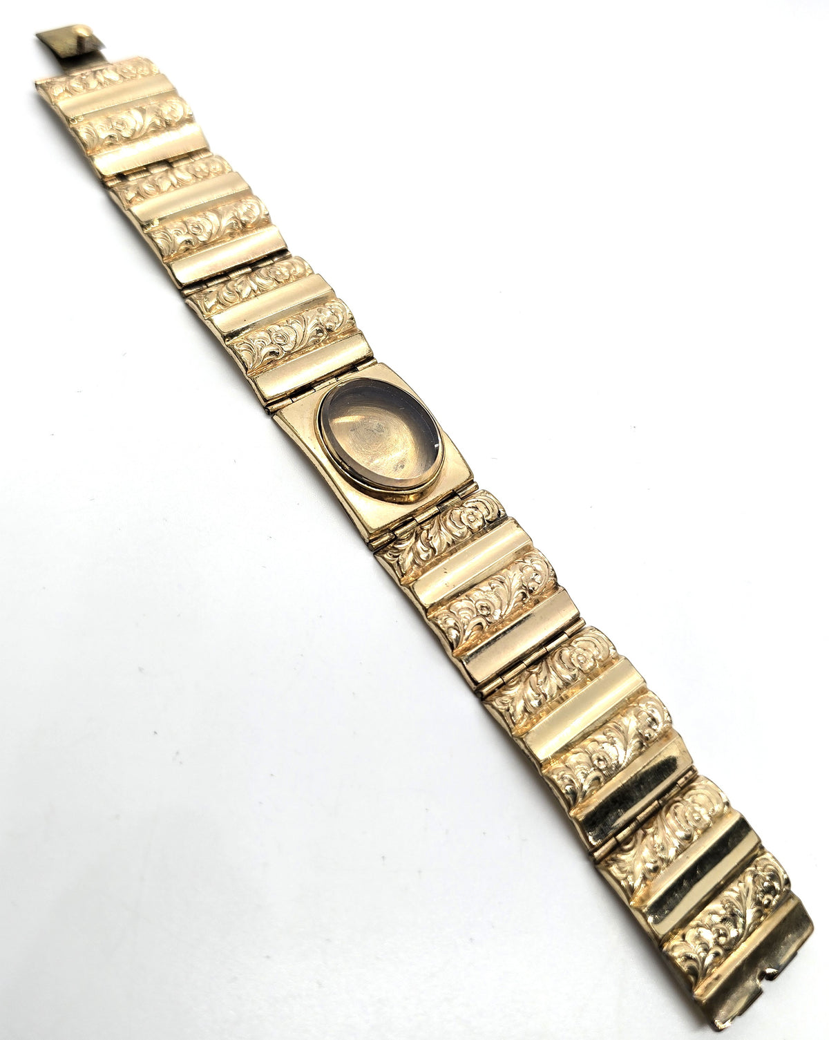 Yellow gold filled Antique Victorian mourning memento mori opening window bracelet