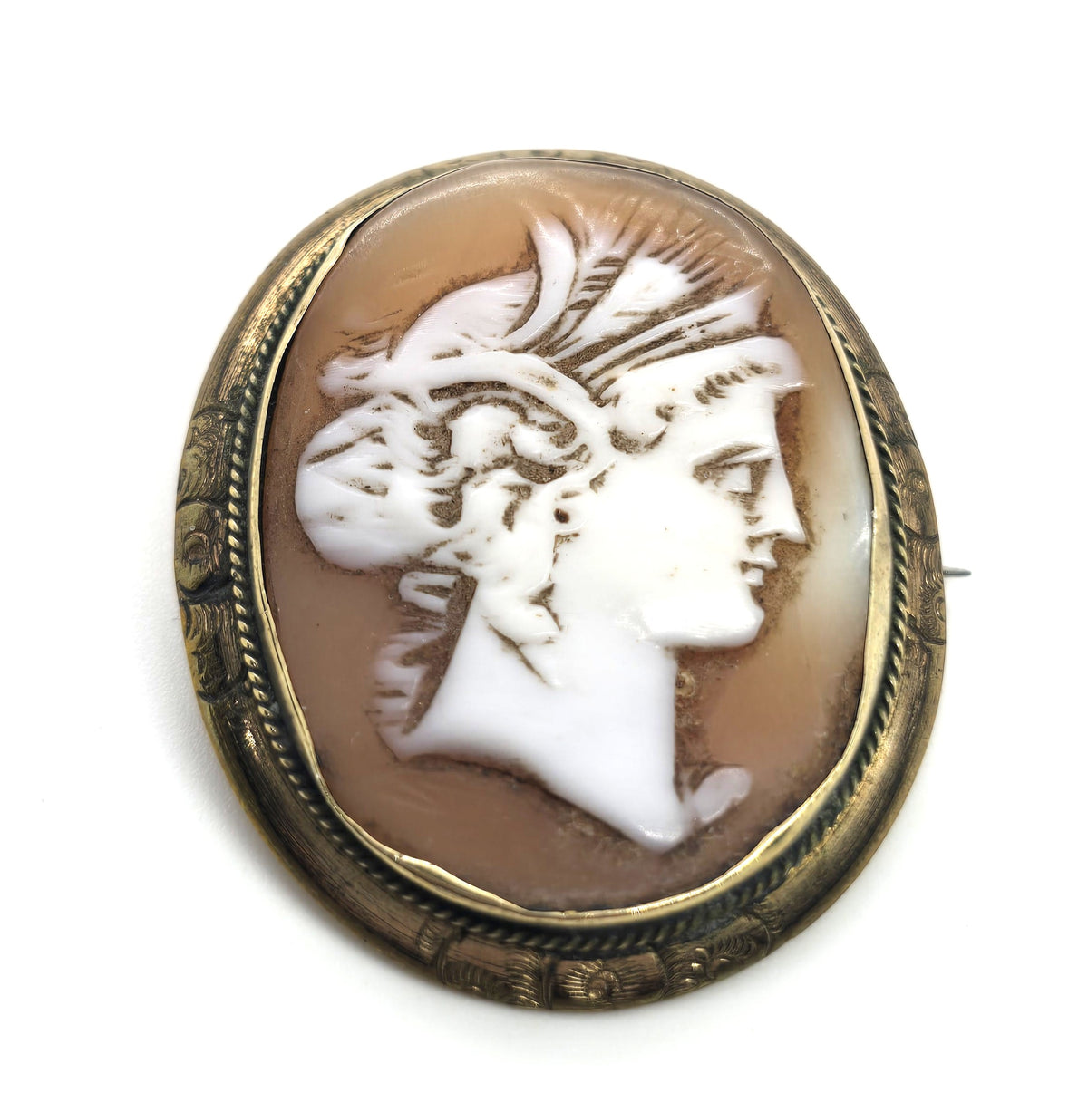 Greco Roman Carved Shell Cameo gold filled antique cameo brooch UK