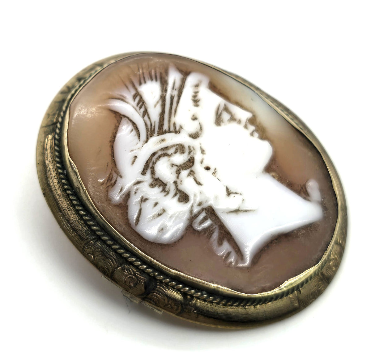 Greco Roman Carved Shell Cameo gold filled antique cameo brooch UK