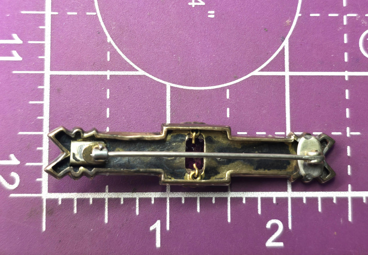 Taille d'épargne antique Victorian seed pearl pink mourning brooch Memento Mori