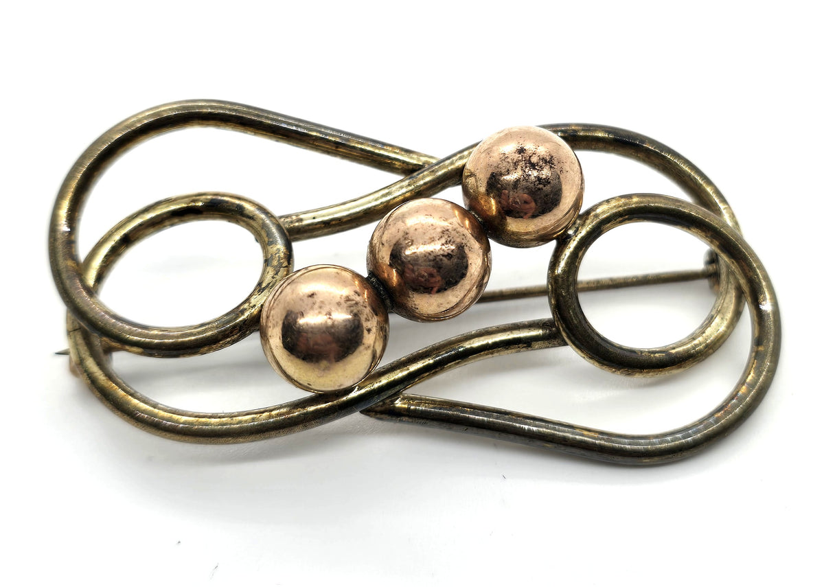 Kreisler Modernist vintage Kinetic copper gold filled brooch