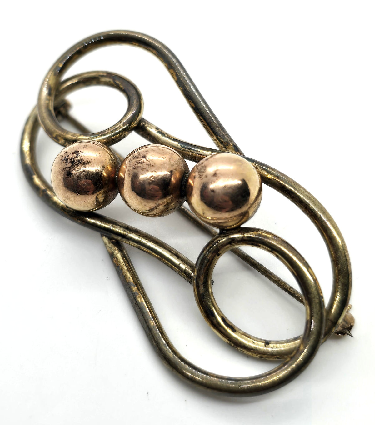 Kreisler Modernist vintage Kinetic copper gold filled brooch