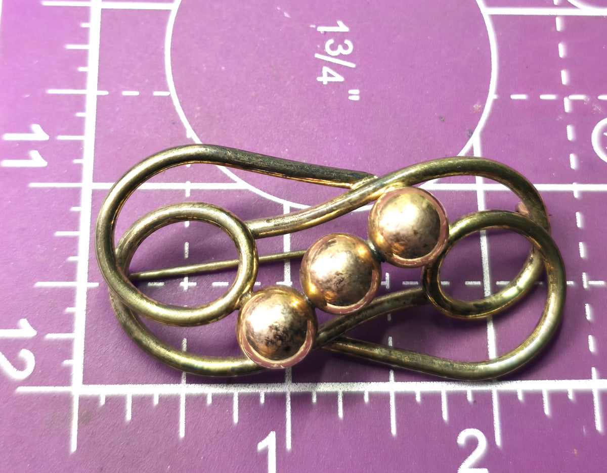 Kreisler Modernist vintage Kinetic copper gold filled brooch