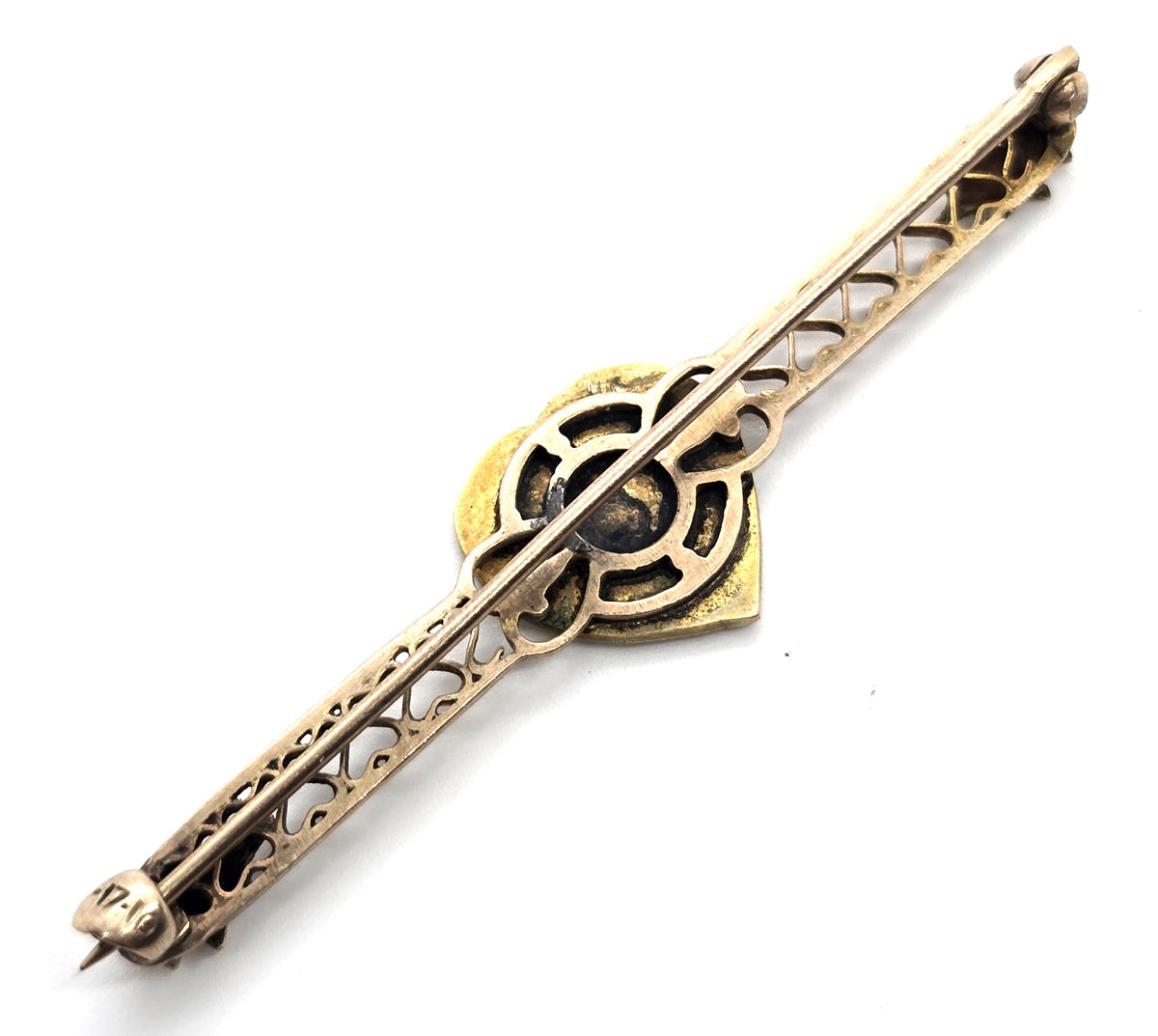 Sociedade Portuesa Rainha Santa Isabel 10k gold enamel heart vintage brooch