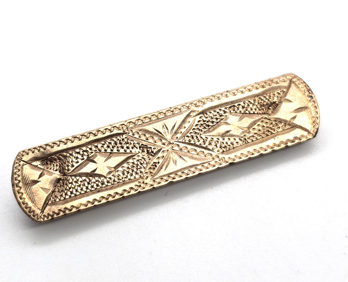 Taille d'épargne antique Victorian mourning brooch Memento Mori bar pin