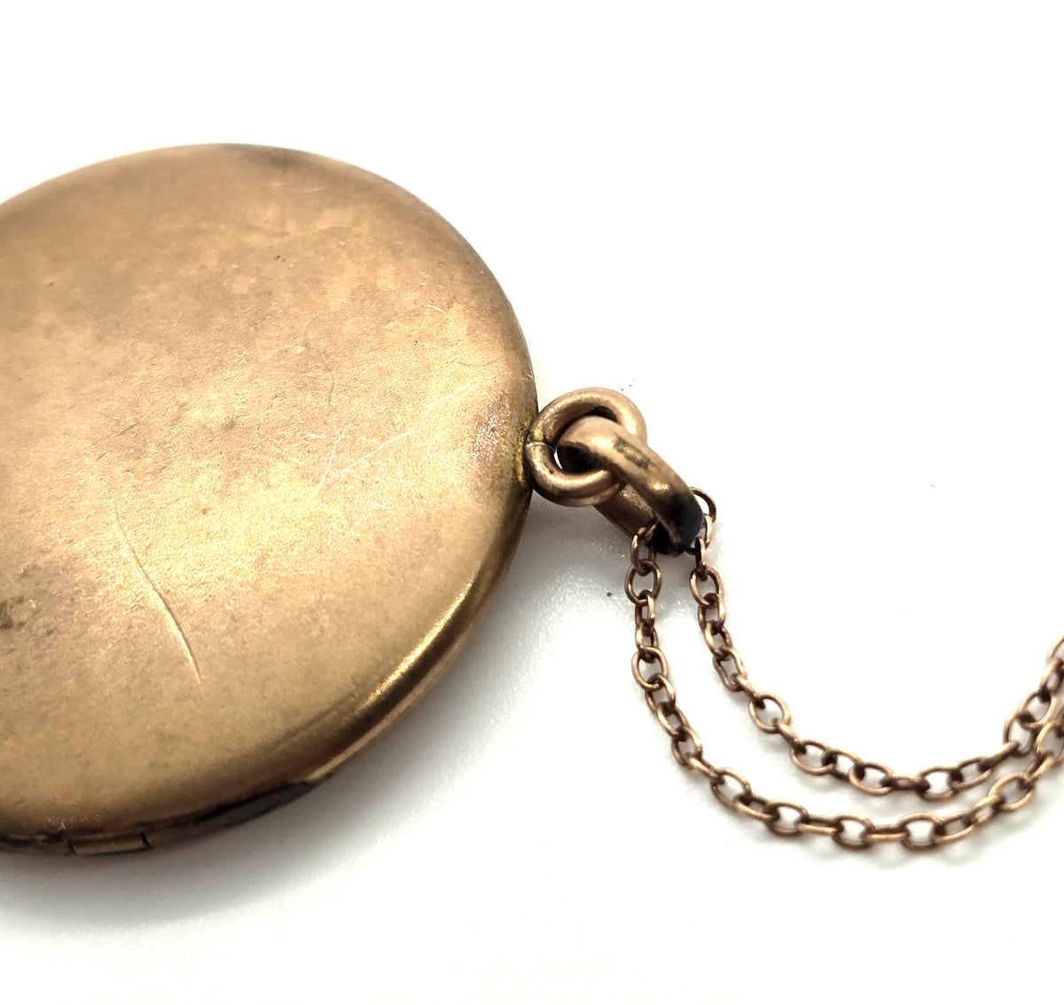 Antique Victorian etched monogram LSS gold filled locket necklace
