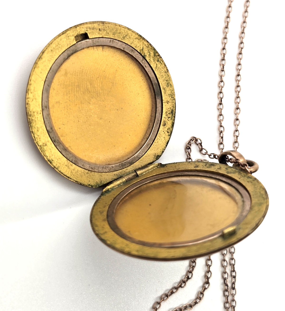 Antique Victorian etched monogram LSS gold filled locket necklace