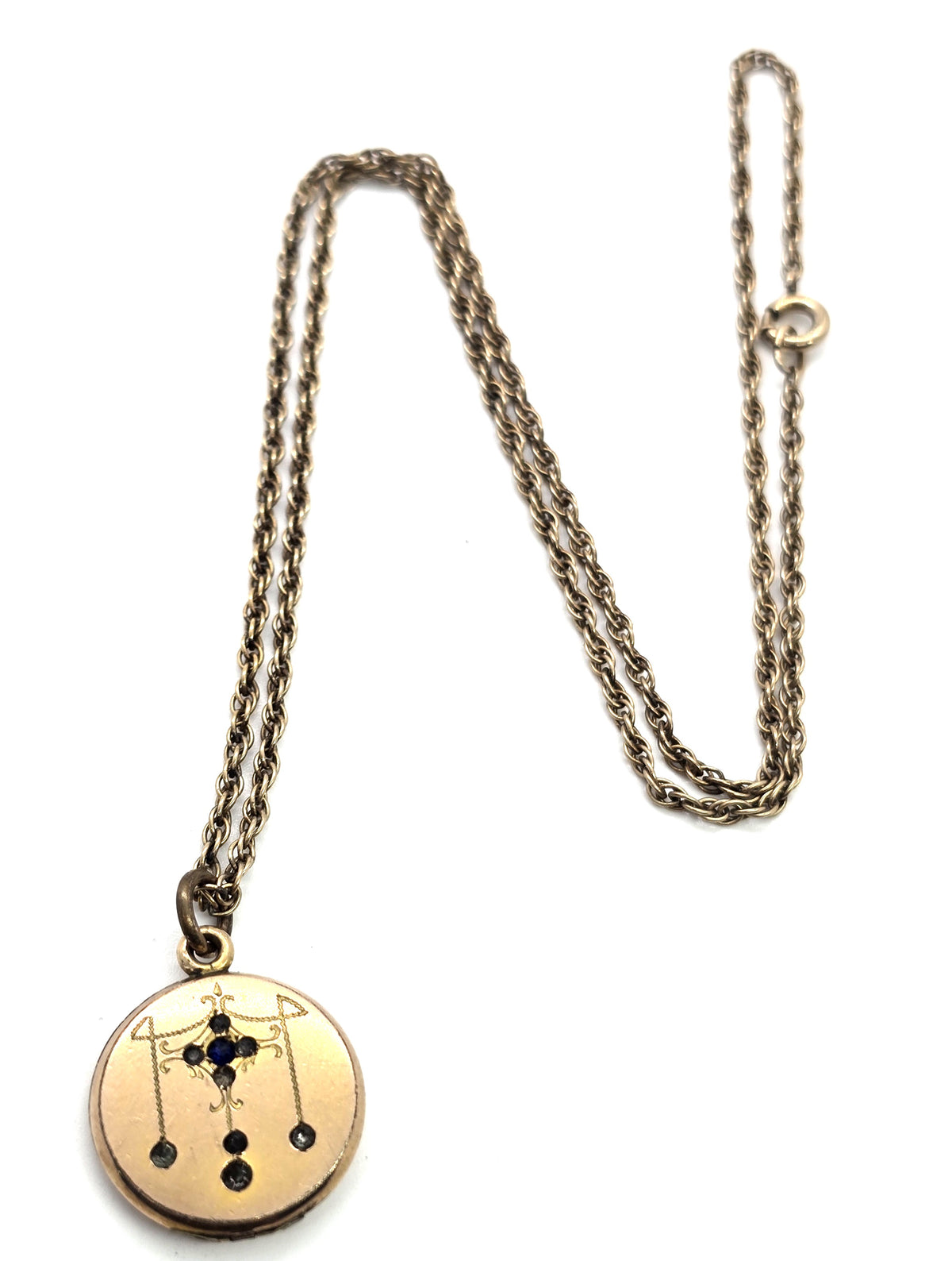 Wightman & Hough Company Antique Victorian gold filled blue paste locket necklace