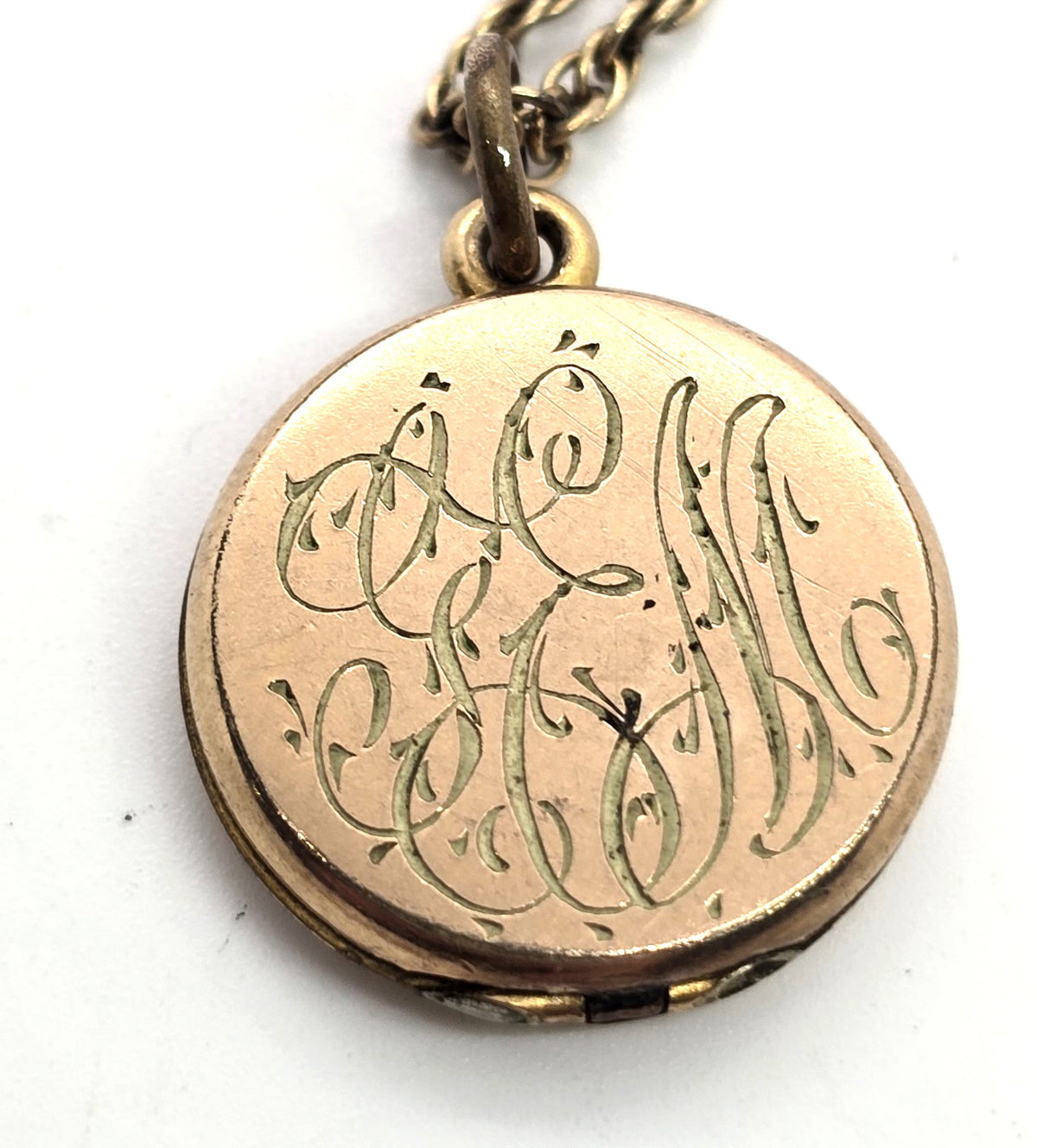 Wightman & Hough Company Antique Victorian gold filled blue paste locket necklace