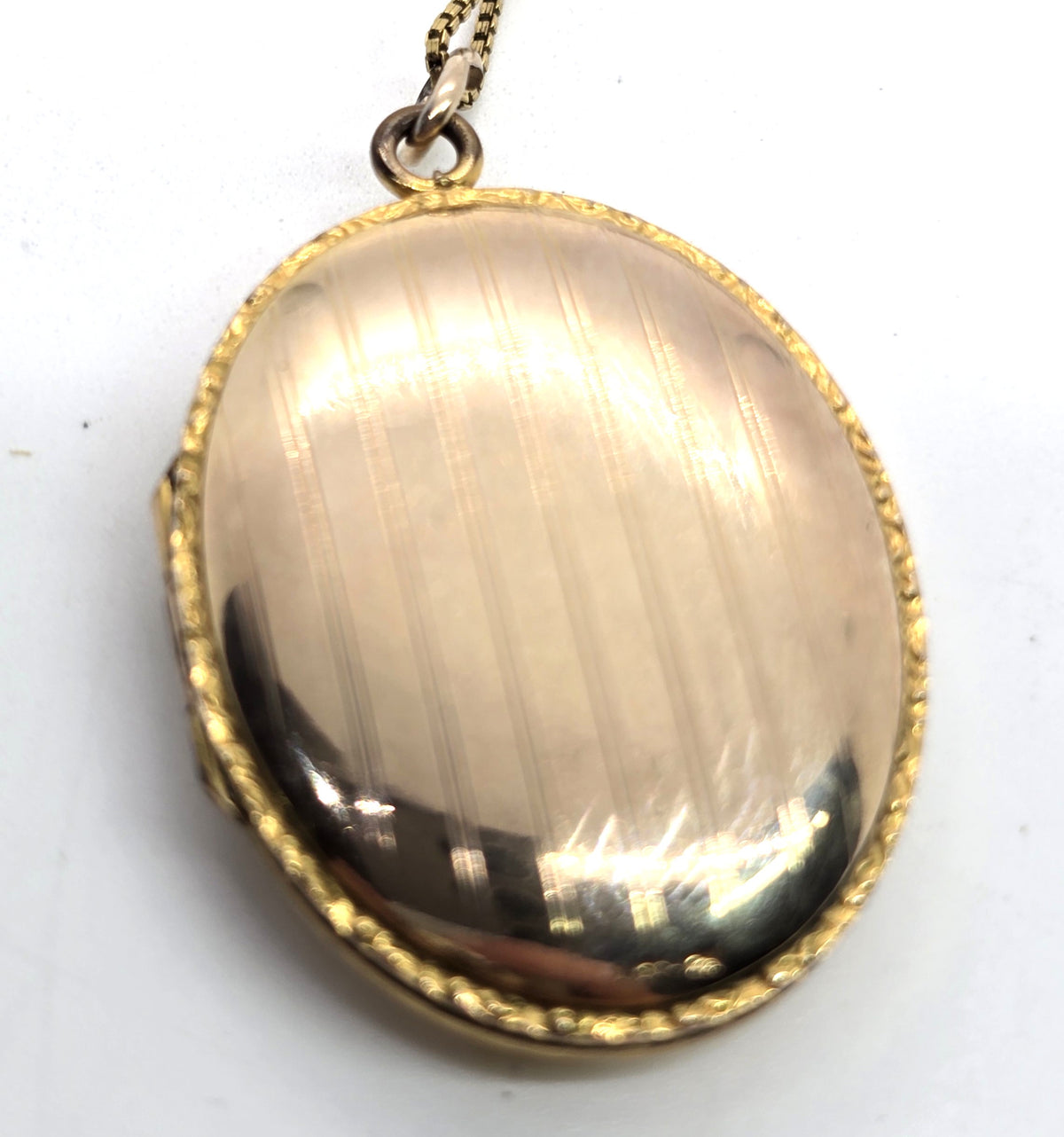 JHH 12k Gold filled etched flower locket mid century photo necklace