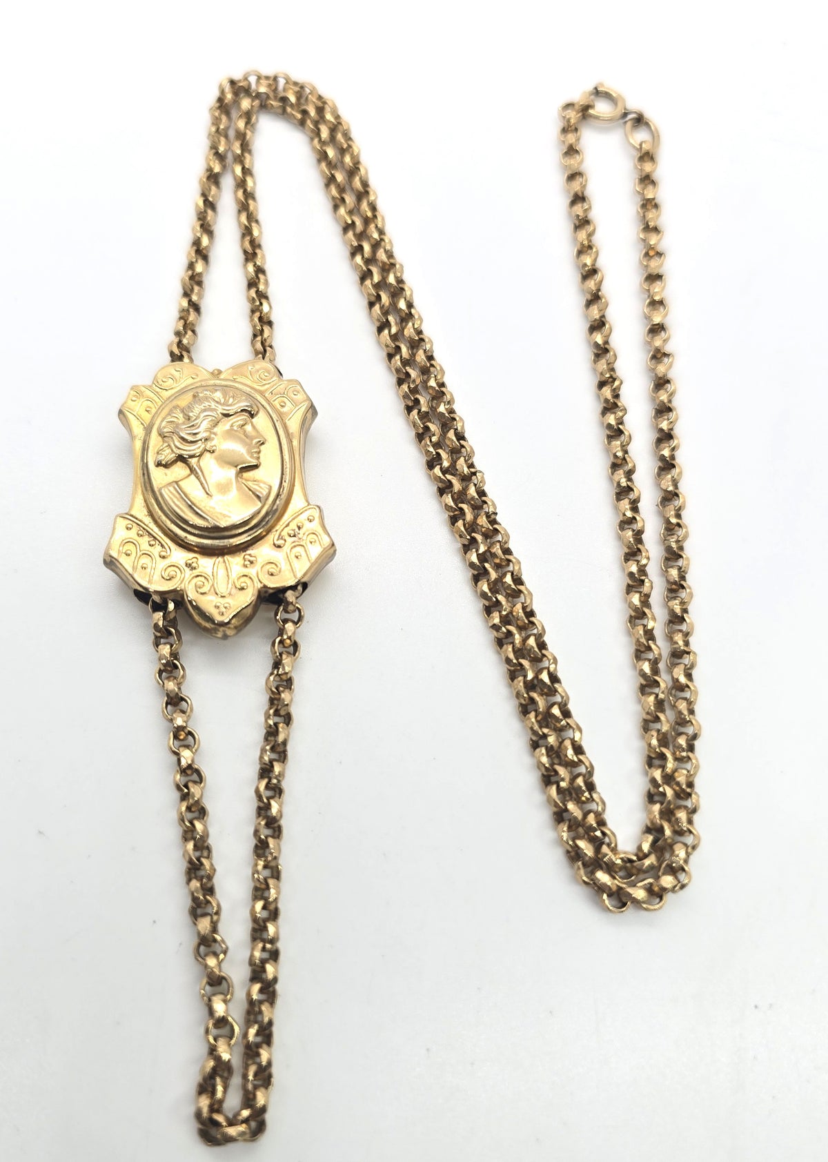 Jacoby-Bender JCB Cameo 12k yellow gold filled large slider lorgnette necklace
