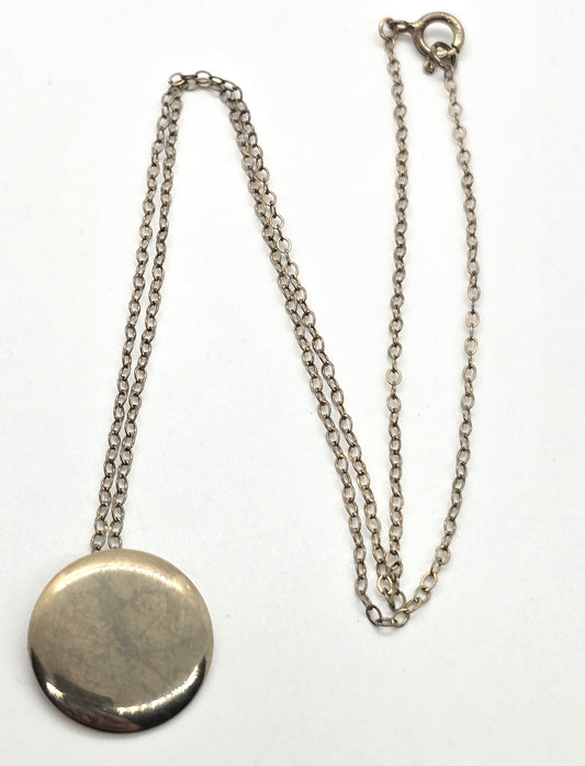 Medallion mid century signed gold filled petite locket necklace