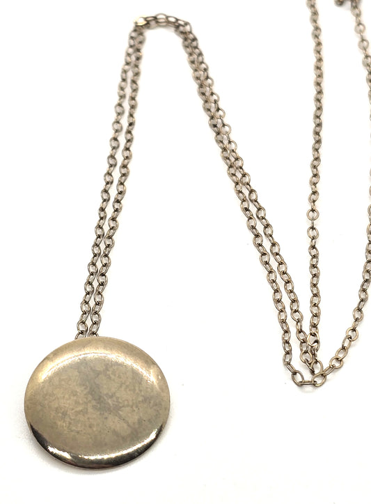 Medallion mid century signed gold filled petite locket necklace