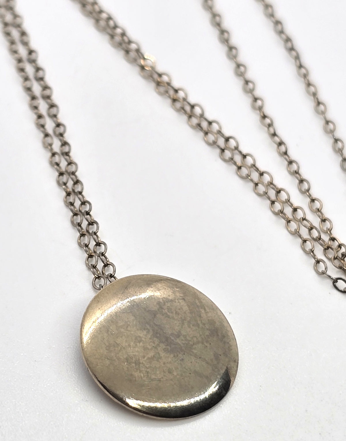 Medallion mid century signed gold filled petite locket necklace