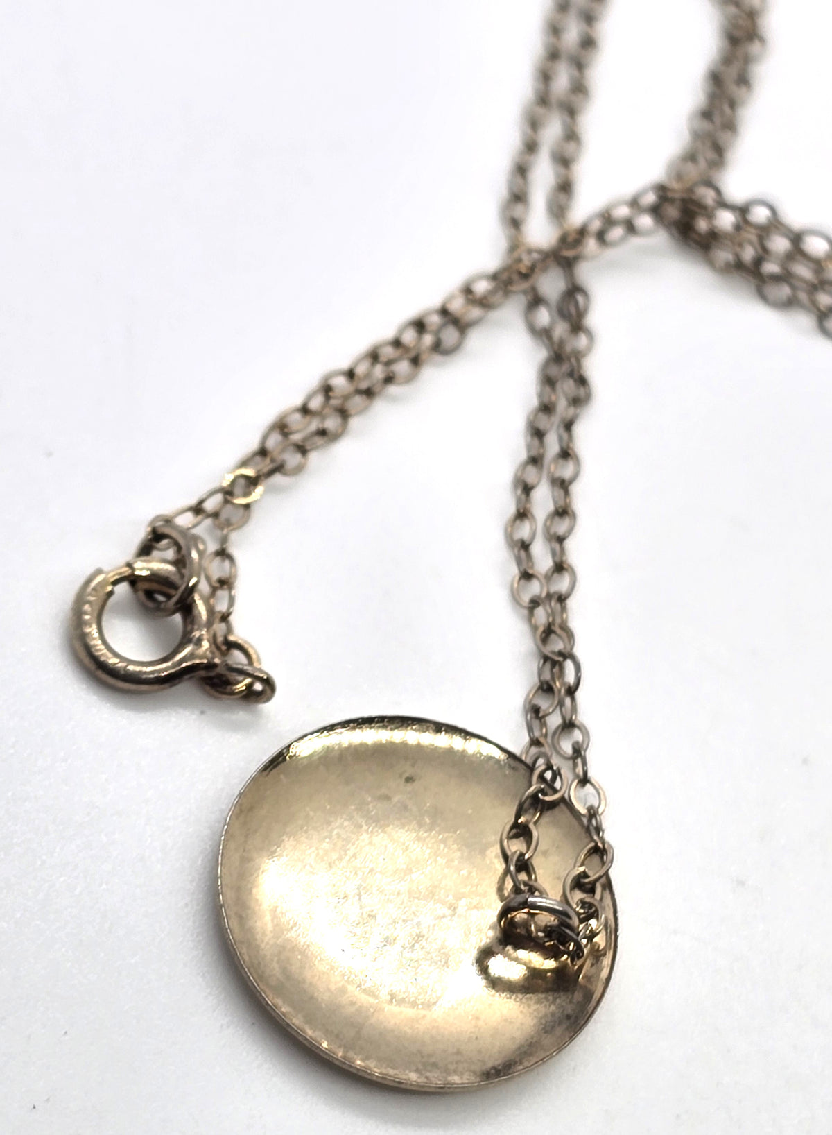 Medallion mid century signed gold filled petite locket necklace