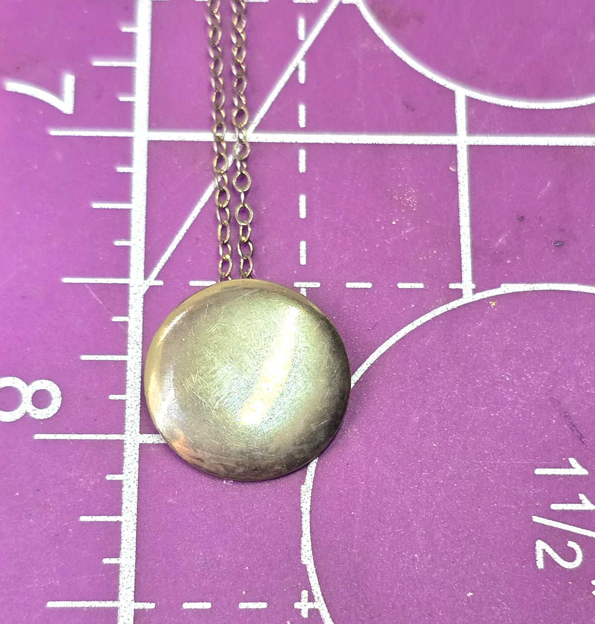Medallion mid century signed gold filled petite locket necklace