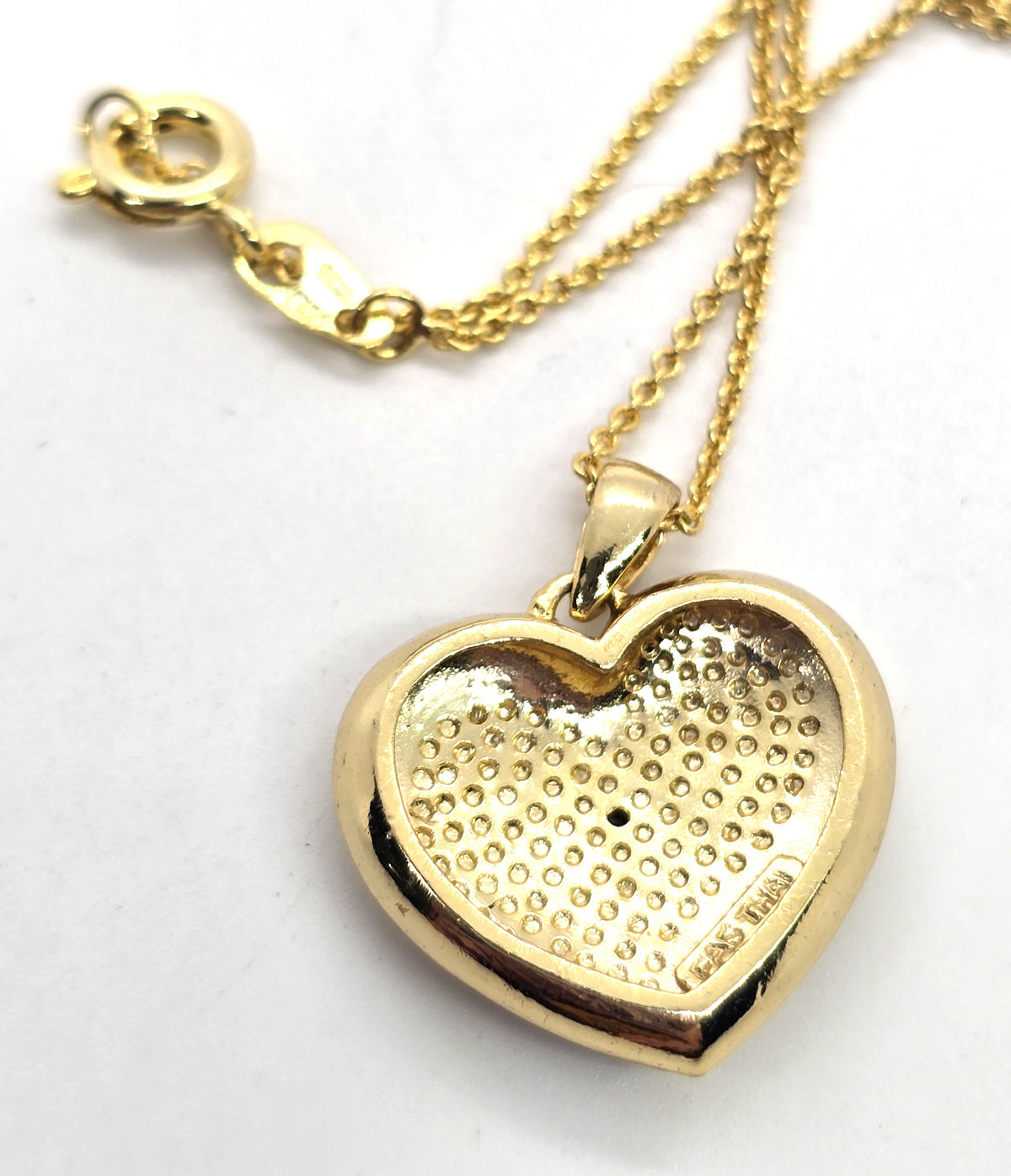 Diamond chip gold plated sterling silver heart FAS vintage retro pendant necklace