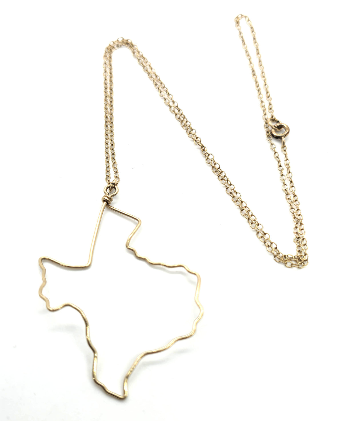 Texas state outline 14k gold filled vintage artisan pendant necklace