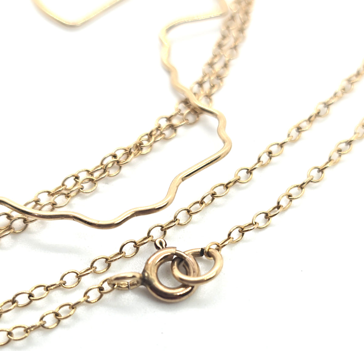 Texas state outline 14k gold filled vintage artisan pendant necklace