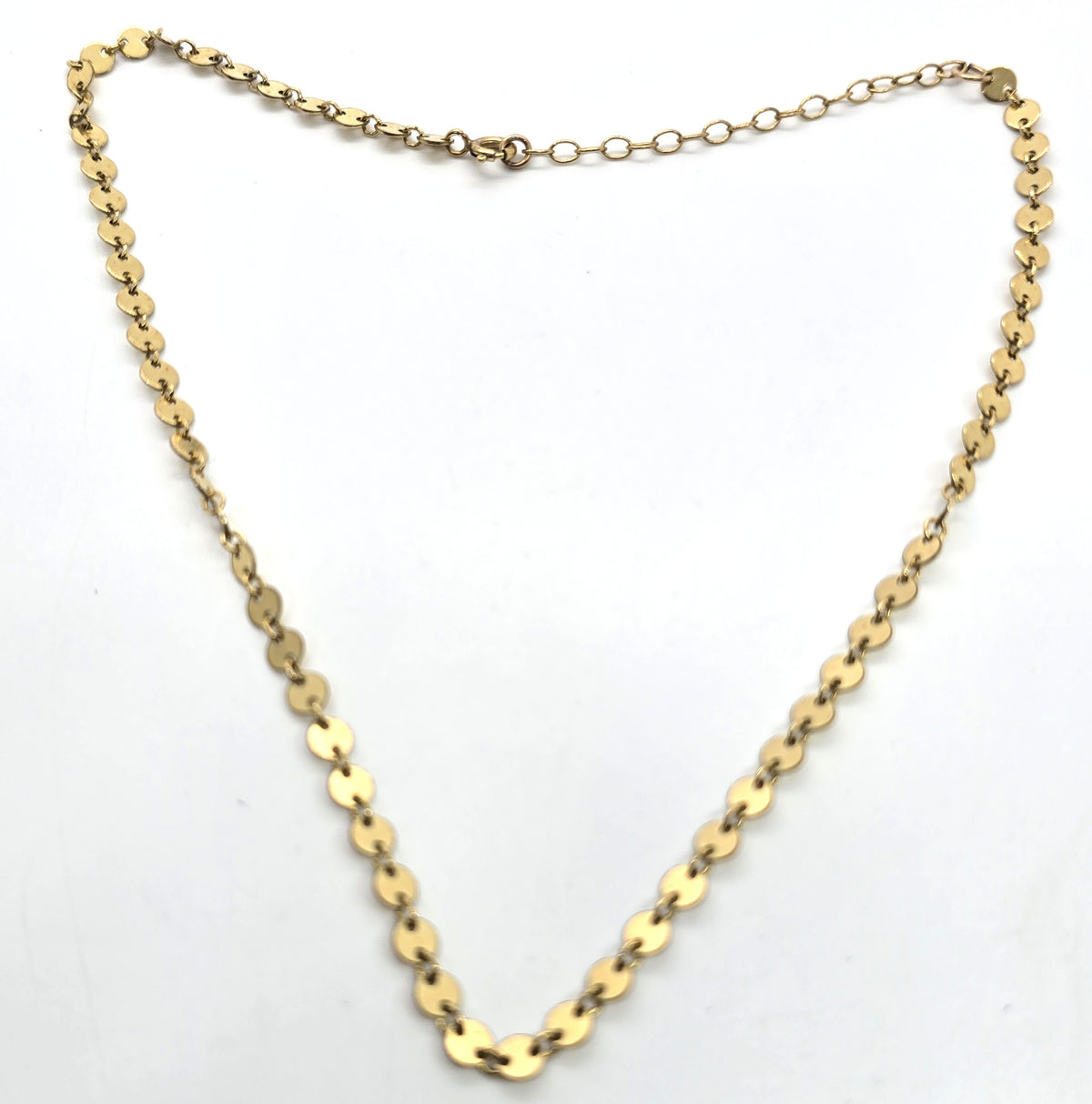 Sequin disk chain Mariner link vintage 14k yellow gold filled sparkling signed necklace
