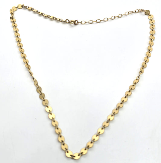 Sequin disk chain Mariner link vintage 14k yellow gold filled sparkling signed necklace