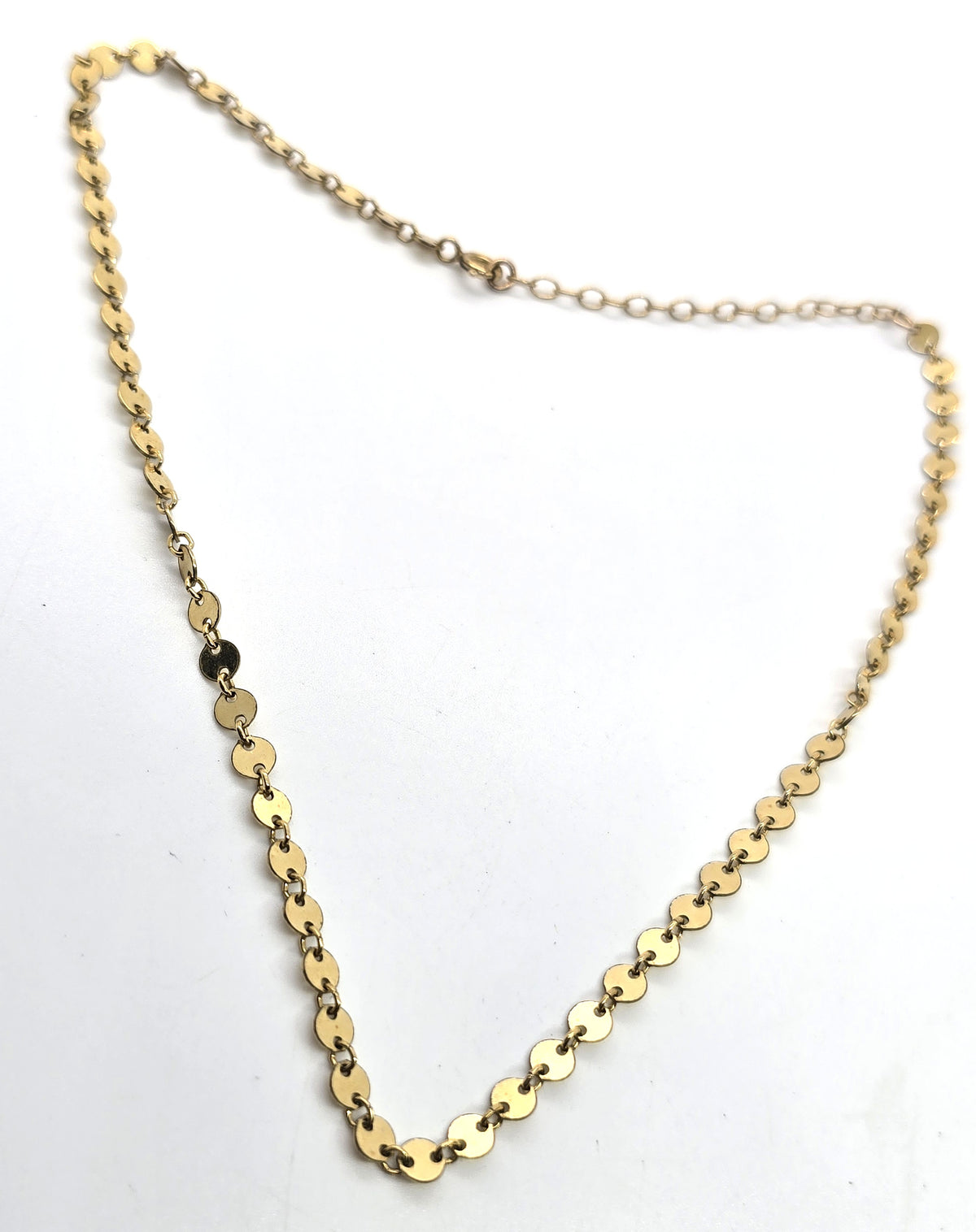 Sequin disk chain Mariner link vintage 14k yellow gold filled sparkling signed necklace